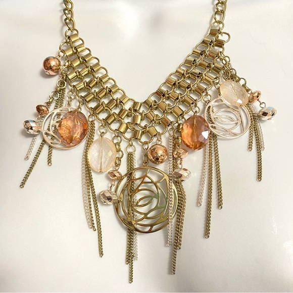 Goldtone Dangle Statement Necklace - Picture 3 of 8